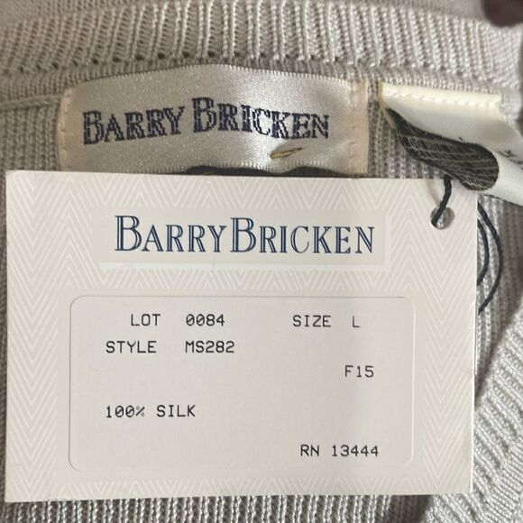 Vintage Barry Bricken Silver/Gray Textured Silk Blend Crewneck Sweater Size L - Picture 3 of 8